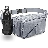 Afreter Fanny Pack Waterproof Waist Bag Pack Men Women Hip Bum Bag With Water Bottle Holder Adjustable Strap Suitable For Outdoors Workout Traveling Hiking Cycling Dog Walking Pouch Bag(Grey)