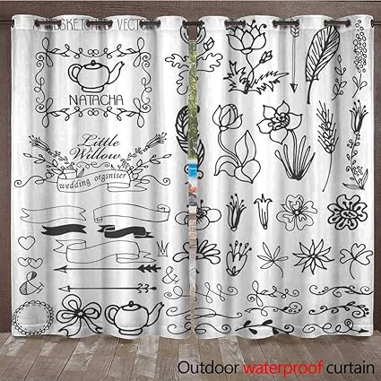 Amazon Com Renteriadecor Outdoor Curtains For Patio Sheer Doodle