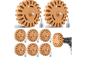 Chunful 8 Pcs 4 Inch Decal Remover Eraser Wheel Tool Kit Gear Adhesive Remover Tool with Drill Mandrel Adapter Decal Wheel for Vinyl Wrap Stickers Tape Residue for DIY Auto Garage Projects
