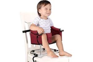 TOOGEL Booster Seat for Dining Table: Portable Toddler Booster Chair with Safety Buckle and Height Adjustable, Foldable Baby Feeding Chair, Kids High Chair Booster Seat for Kitchen Home Travel - Red