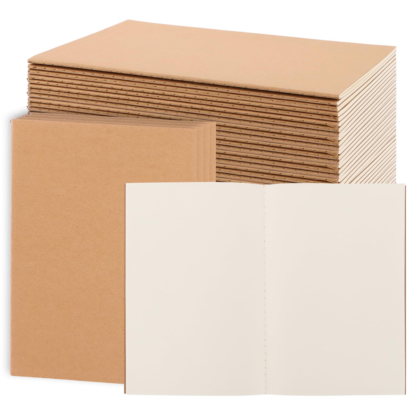 APACALI 30 Pack A5 Notebook Multipack, 60 Pages Kraft Notebooks A5, a5 Blank Notebook Notepad for Diary, Memo, Office Supplies, Brown