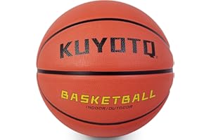 KUYOTQ Kids Toddler Youth Adult Size 3/4/5/6/7 Basketball 22/25.5/27.5/28.5/29.5" Thickened Rubber or Faux Leather Basketball for Boys Girls Womens Mens (Deflated)
