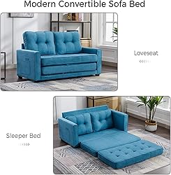 ERYE 3 Fold Upholstered Tufted Futon Sofa Bed