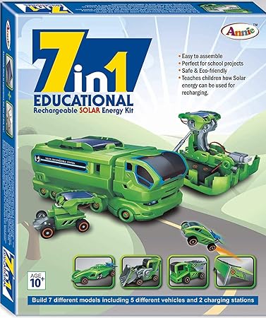 Jerry World 7 in 1 Educational Hybrid Solar Energy Kit|Solar Power Energy Robot Toy Kit|Learning Game and Demonstration Kit for Kids| Series 1(Green)
