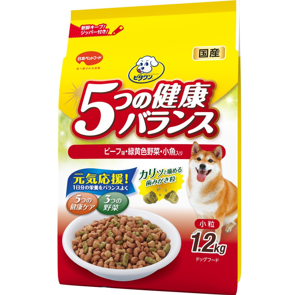 ビタワン　ドッグフード　5つの健康バランス　小粒　　ビーフ味・野菜入り　1.2kg　【最適栄養バランス】　【国産】商品画像
