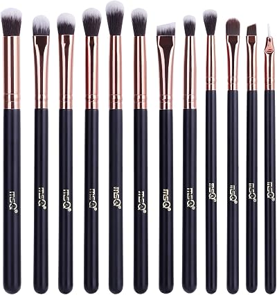 MSQ 12Pcs Eye Makeup Brush Set Rose Gold Synthetic Pro Eyeliner Eyebrow