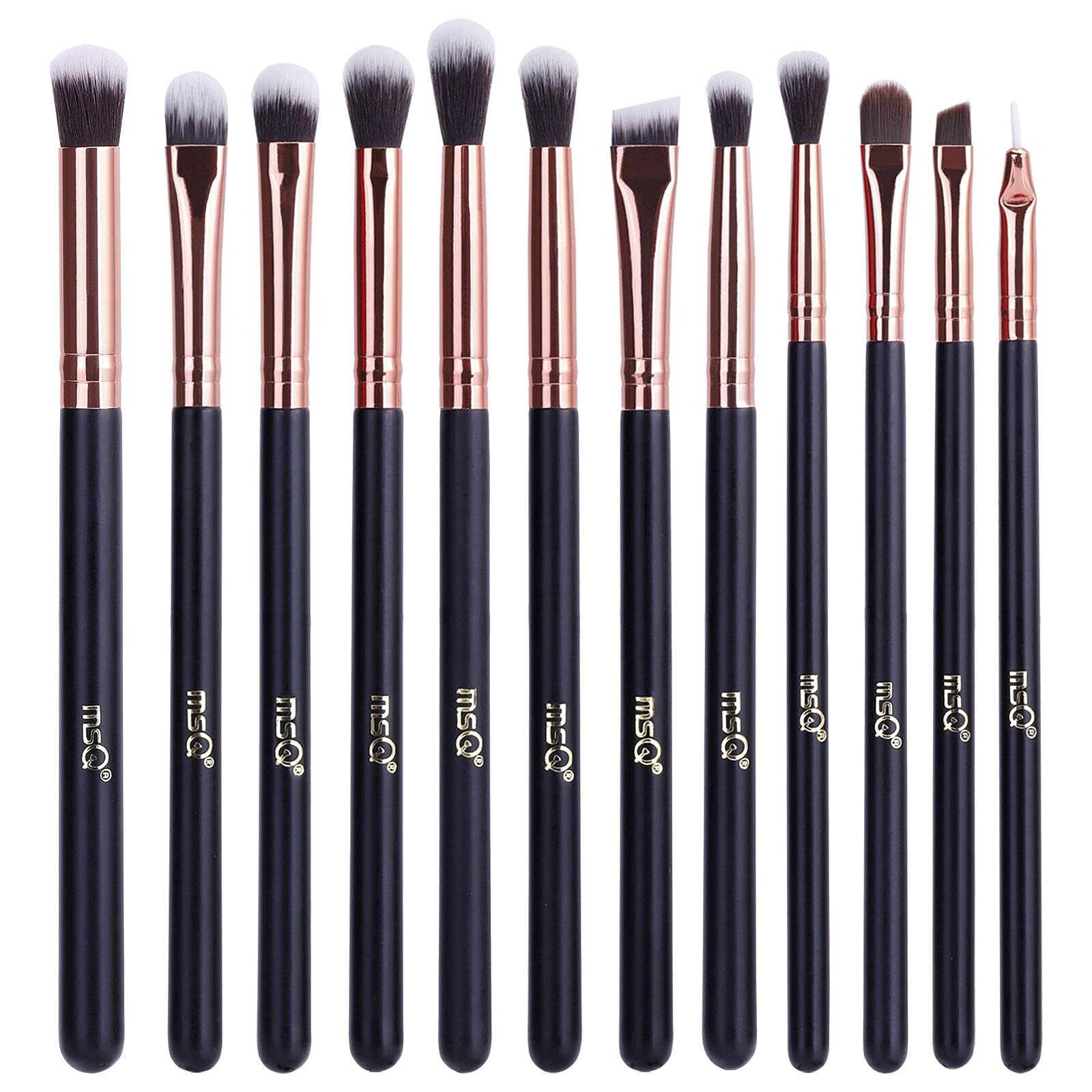 MSQ 12pcs Eye Makeup Brush Set Pro Eyeshadow Makeup Brushes Set Premium Synthetic Eyeshadow Brushes for Concealer Eyebrow Eyeliner Eyeshadow Blending Rose Gold