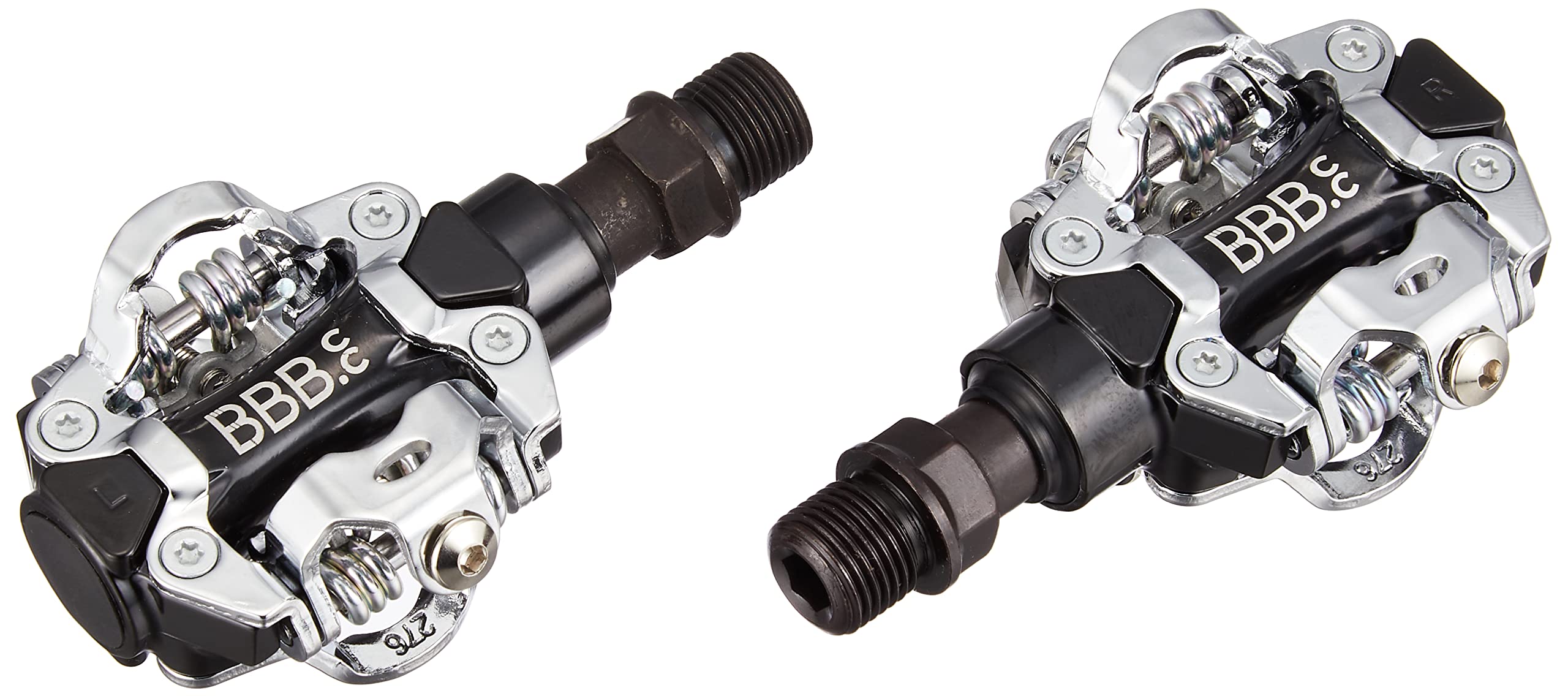 BBB Cycling Mountain Bike SPD Pedals and Cleats 9/16" Durable Aluminium Grip for MTB E-MTB TouchMount BPD-74