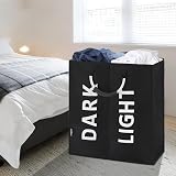 DOKEHOM 80L Large Collapsible Laundry Basket Two Sections Black view 7