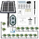 50FT Solar Automatic Drip Irrigation Kit System, Smart Self-Watering System with USB Charging for Outdoor Indoor Use, 2200mAh Automatic Watering System Supports 15 Pots for Garden, Balcony &amp; Patio