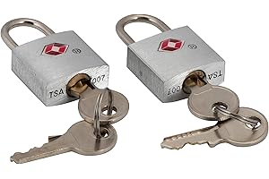 GForce 2 Pack Luggage Locks | TSA Approved Airport Inspection | 2 Keys Per Lock | Travel | Secure Zinc Alloy Body | Padlock | Suitcase | Backpack | Silver