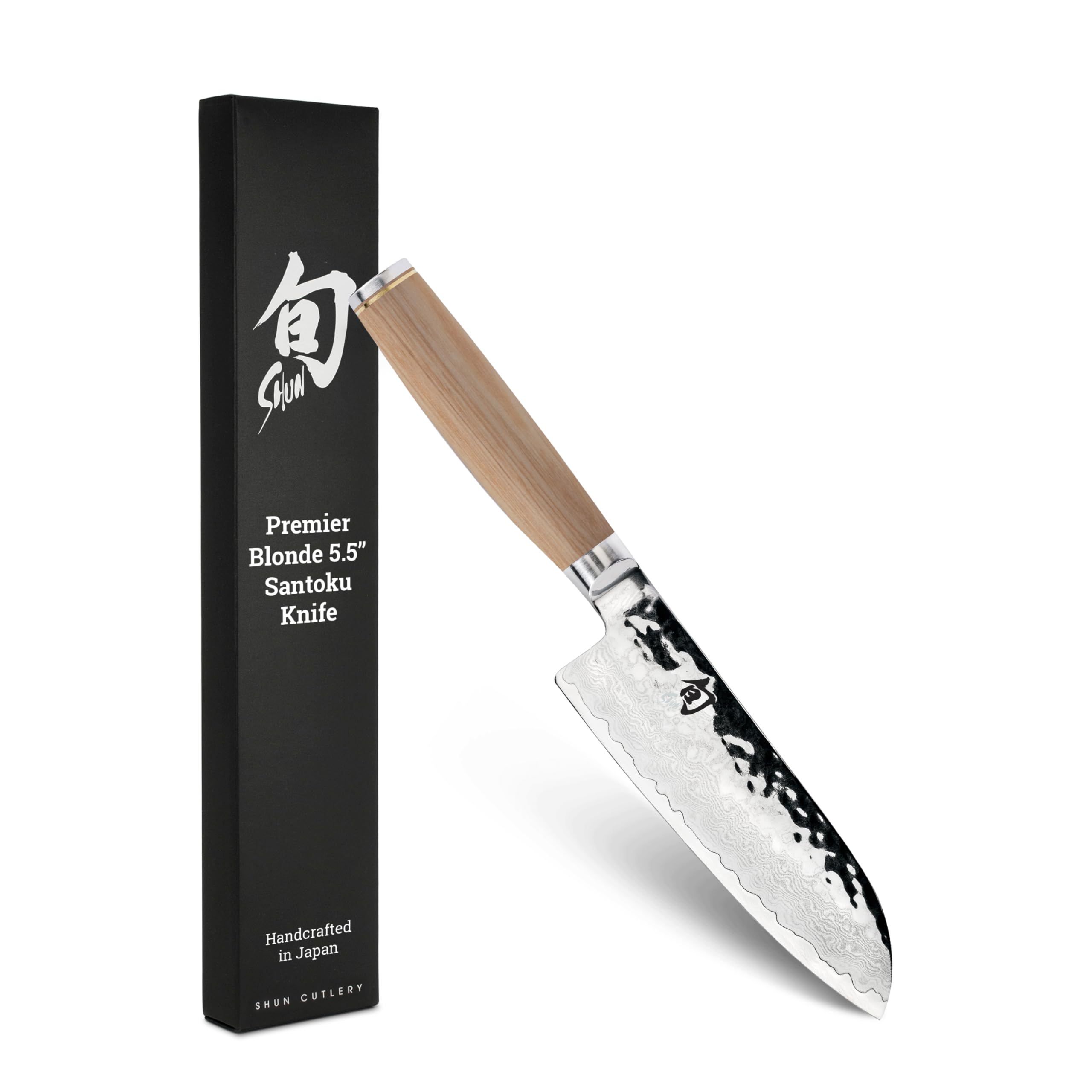 Photo 1 of Shun Premier Blonde 5.5" Santoku Knife, Handcrafted and Hand-Sharpened Japanese All Purpose Knife, VG-MAX Core with Damascus Stainless Steel Cladding, Pakkawood Handle, Versatile Japanese Tool
