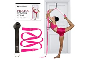 ZENMARKT Pilates Stretching Strap with Door Anchor - Flexibility Equipment for Pilates Practitioners - Ideal for Improving Leg Flexibility, Core Stability, and Posture Alignment at Home