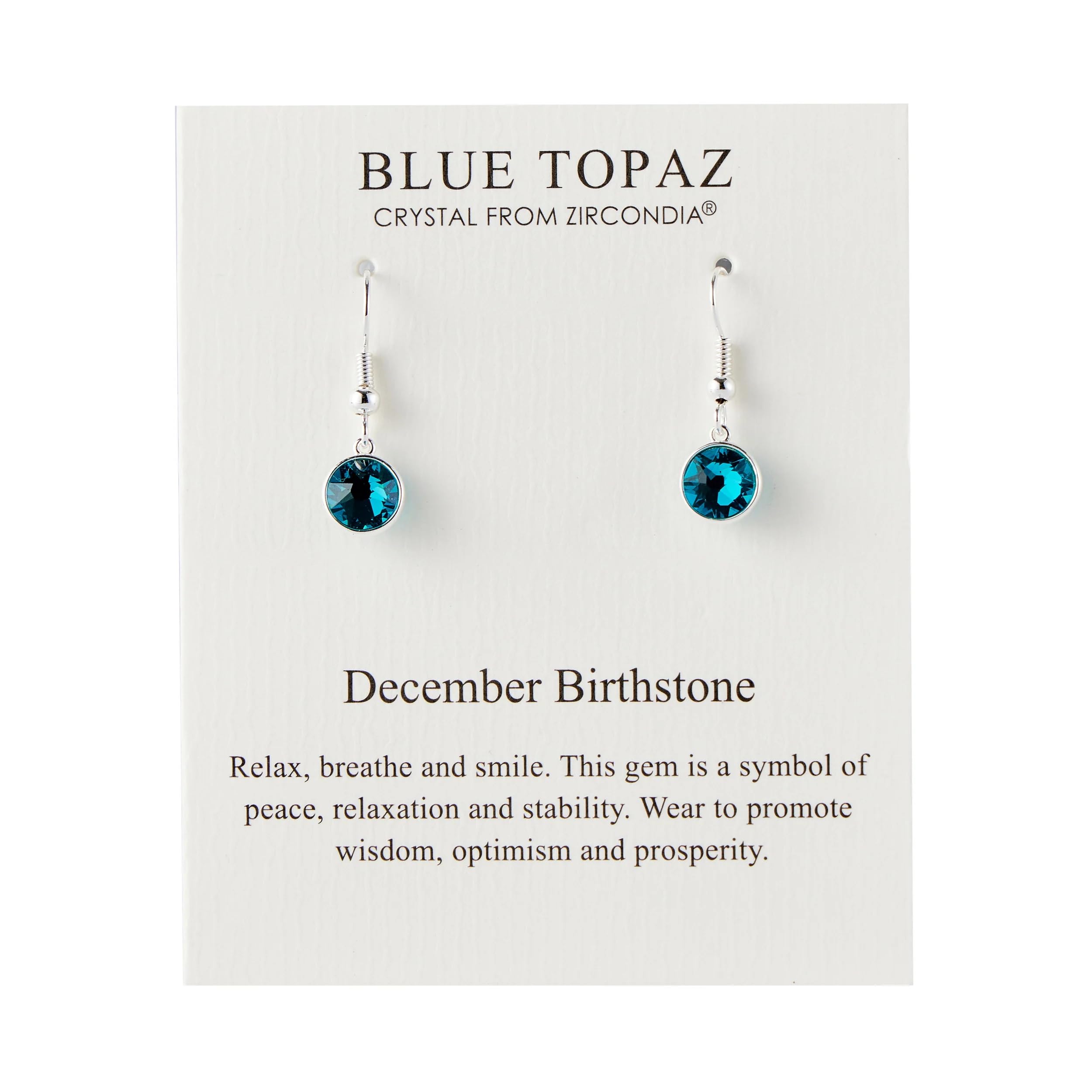Philip Jones December Birthstone Drop Earrings Created with Blue Topaz Zircondia® Crystals