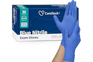CareStock Blue Nitrile Exam Gloves [200 Count] Disposable, Powder-Free, Latex-Free, Food Safe, Medical Grade, Chemical Resistant, Medium
