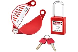 Ravct Gate Valve Lockout and Safety Padlock,Red Hose Bib Lock for 1 to 2-1/2 in Dia Outdoor Faucet Knob/Water Spigot/Propane Tank Valve Handles