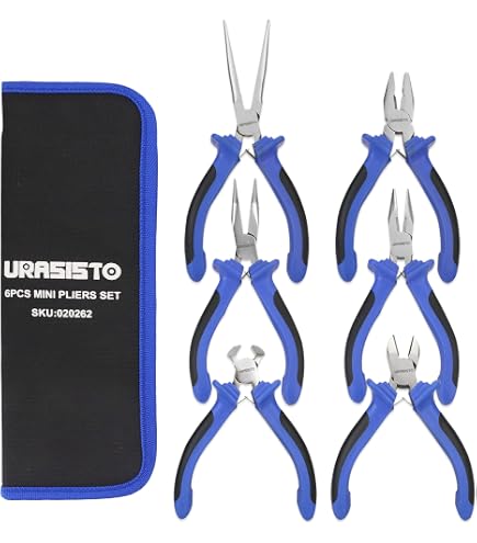 TOLSEN 6-Piece Mini Pliers Set For Crafts, Electronics & Jewelry - Comes With Pouch