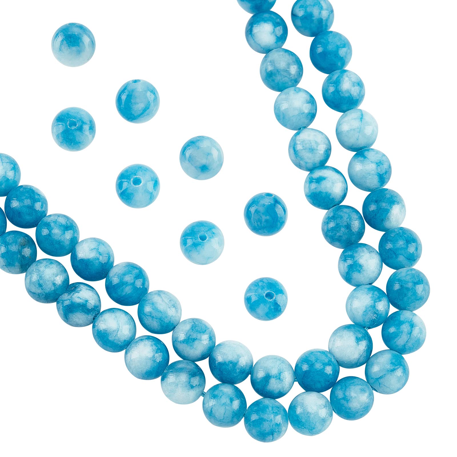 NBEADS 180 Pcs Natural Blue Quartz Beads, 8mm Round Craft Beads for DIY Jewelry Making — image 1