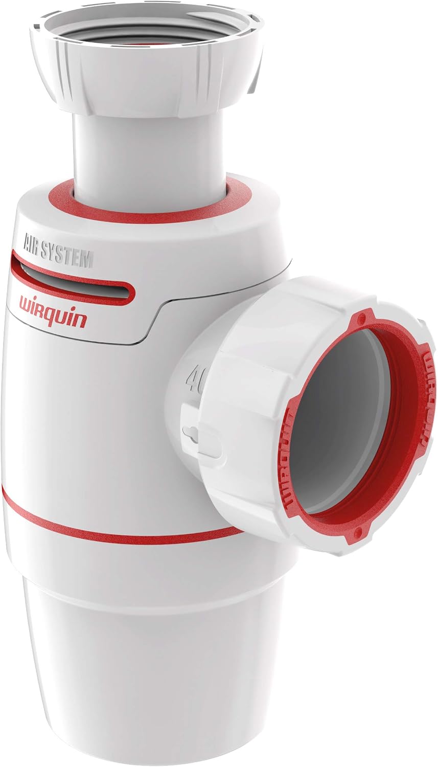 Wirquin 30722160 Neo Air Basin Siphon 1/4 Inlet & Outlet diameter 40 Zero Leak, White