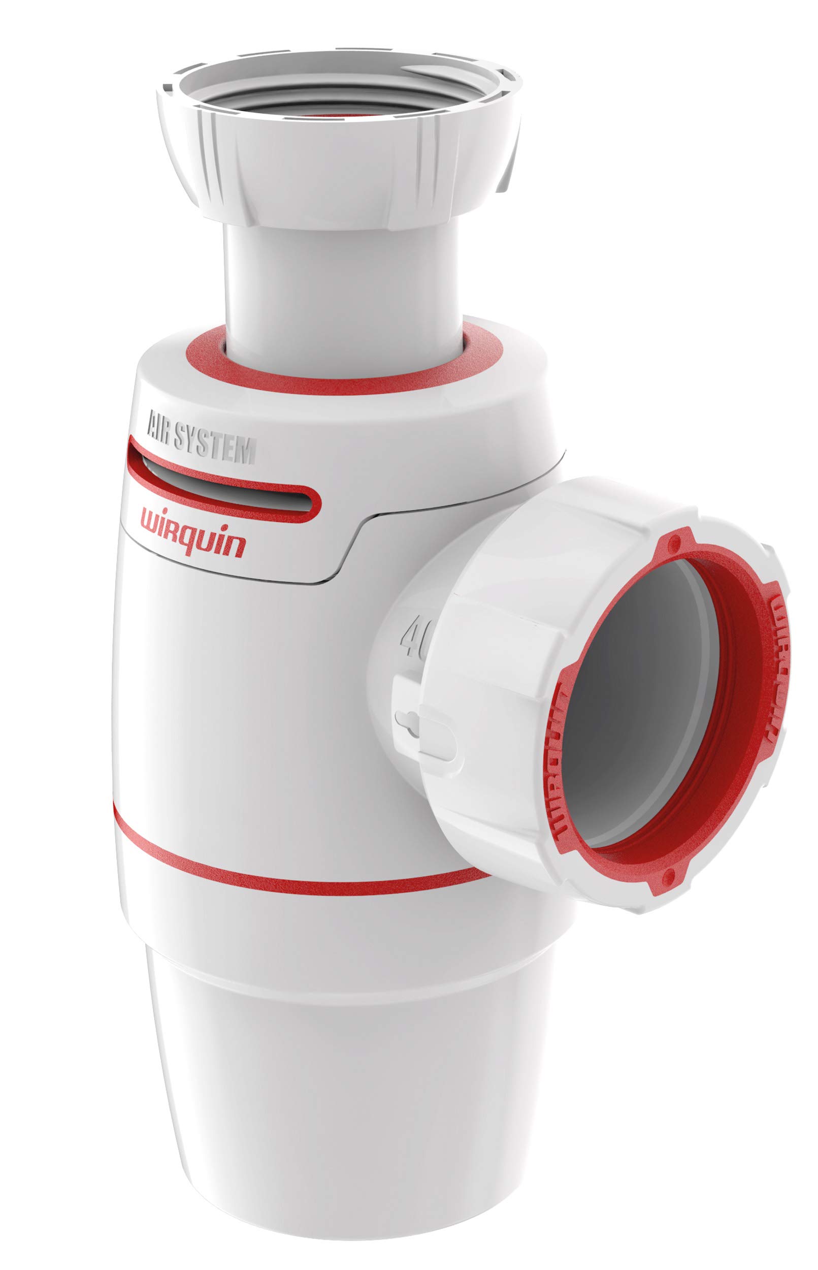 Wirquin 30722160 Neo Air Basin Siphon 1/4 Inlet & Outlet Ø40 Zero Leak, White