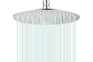 AULEEND 10 Inch Round Rain Shower head, High Flow Stainless Steel Rainfall Shower Head, High Pressure Design (Brushed Nickel, 10)