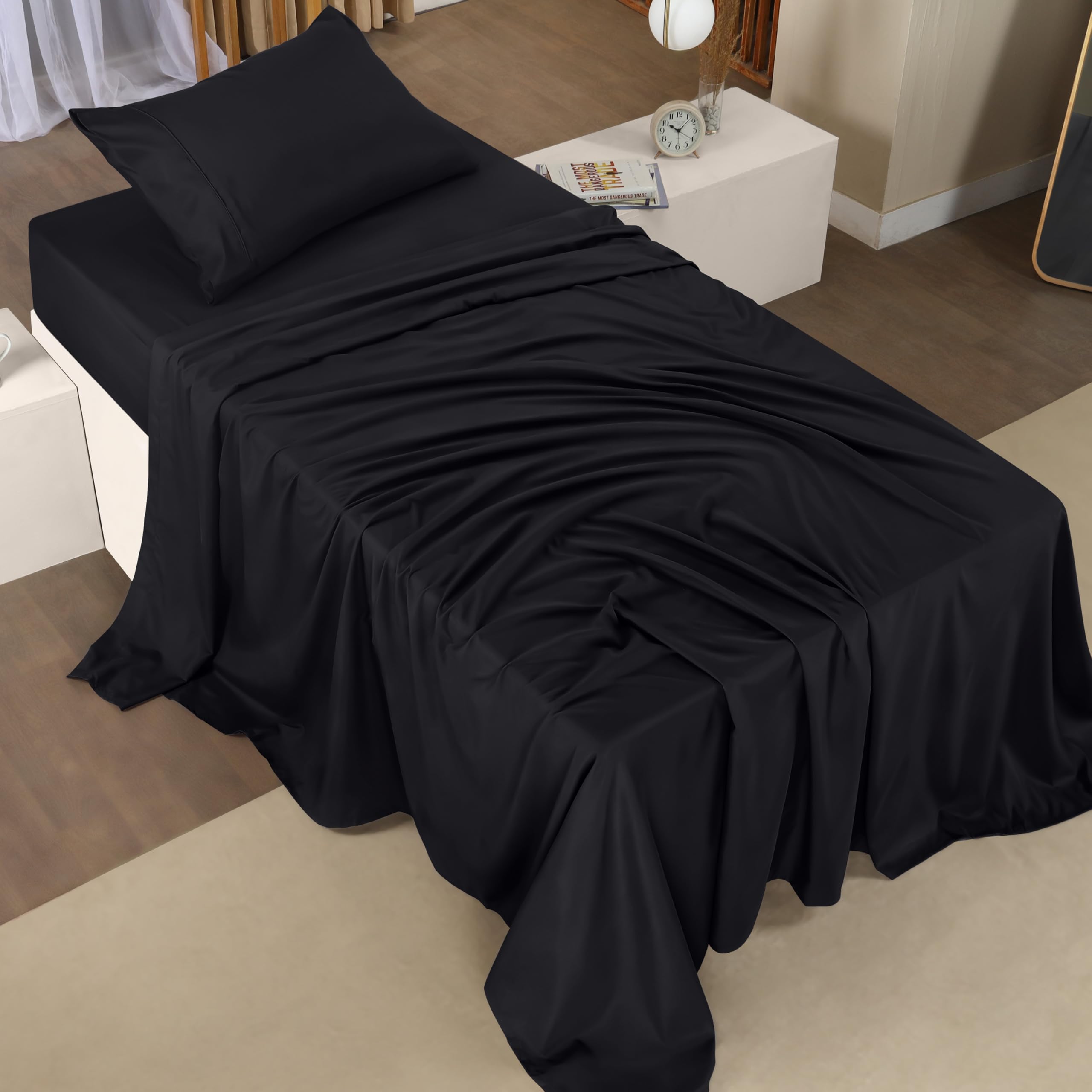 Utopia Bedding Twin Bed Sheets Set - Pack of 10 Sheet Sets - Perfect for Spa, Hotel, & Guest Bedroom - Brushed Microfiber - Shrinkage and Fade Resistant - Easy Care (Black)