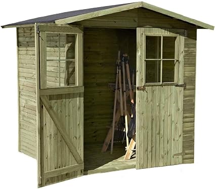 Gartenpirat Geratehaus Berlin Gartenschuppen Holz 180 X 145 Cm Amazon De Garten