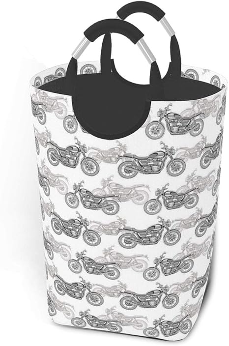 Amazon Lubataga ランドリーバスケット 多くの詳細を持つ古典的なオートバイの現実的なグレースケールのイラスト ランドリーバッグ 洗濯かご おりたたみ 洗濯カゴ おしゃれ 収納ボックス おもちゃ収納 かご バスケット オンライン通販