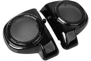 XMMT Vivid Black 6.5" Speakers Glove Box w/Black Speaker Grills Cover Fit for Harley Touring Lower Vented Fairing Street Glid