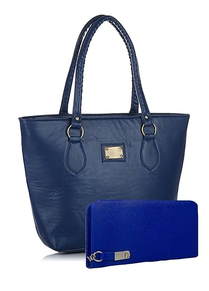 Fargo PU Leather Womens & Girls Shoulder Handbag & Wallet Clutch Combo (Blue_FLFG-018)