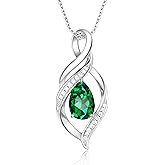 BELLNA S925 Sterling Silver Birthstone Necklace for Women Teardrop Pendant Necklaces Infinity Love Birthday Gifts Jewelry for Women Anniversary Valentines Day
