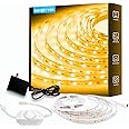 DAYBETTER Warm White LED Strip Light,16.4 ft Dimmable Bright Rope Light,3000K 12V LED Light Strip,Super Bright LED Tape Lights for Bedroom,Kitchen,Mirror,Home Decoration