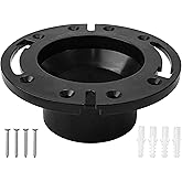 KH866 RV Toilet Flange 4x3 ABS Plastic – Universal Toilet-to-Floor Mount Plumbing Accessory for 3 or 4 Inch Drain Pipe – Adju
