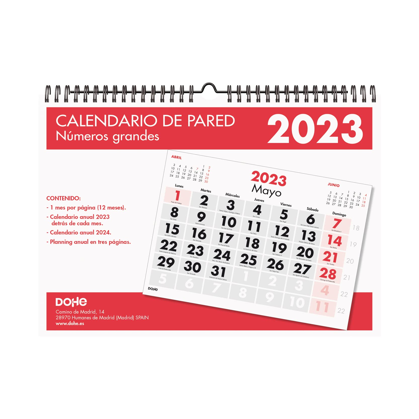 2022 Wall Calendar - 32 Page Annual Organizer - A4 Size 21 x 29.7 cm - Large Numbers - Monthly Wall Hanging Planner - Dohe