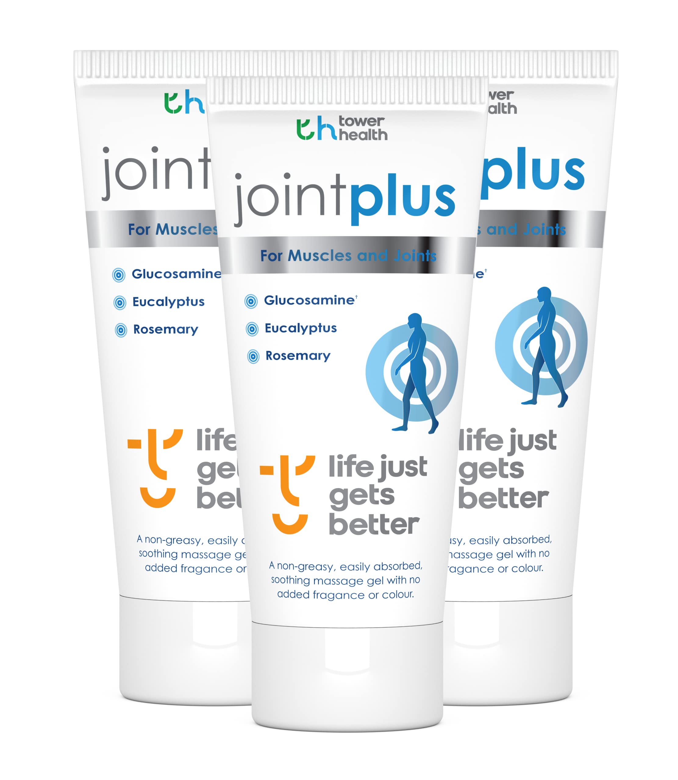 3 Pack of Joint Plus Muscle and Joint Gel 200ml Tube | Drug Free | 60 Day Money Back Guarantee | Rich Blend of Natural Ingredients - Glucosamine, Eucalyptus, Rosemary, Cinnamon & Wintergreen