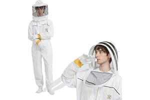 QHZHANG Professional ventilated bee suit for Men Women, Beekeeping Suit Beekeeper Suit with Glove &Two Ventilated Hood