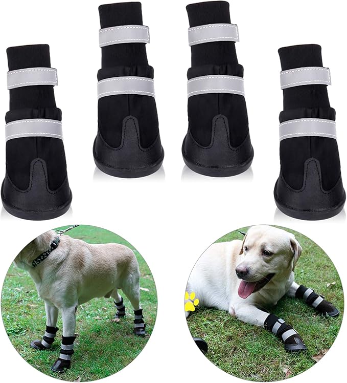 TopDirect Protective Dog Boots, Set of 4 Waterproof Dog Shoes Dog