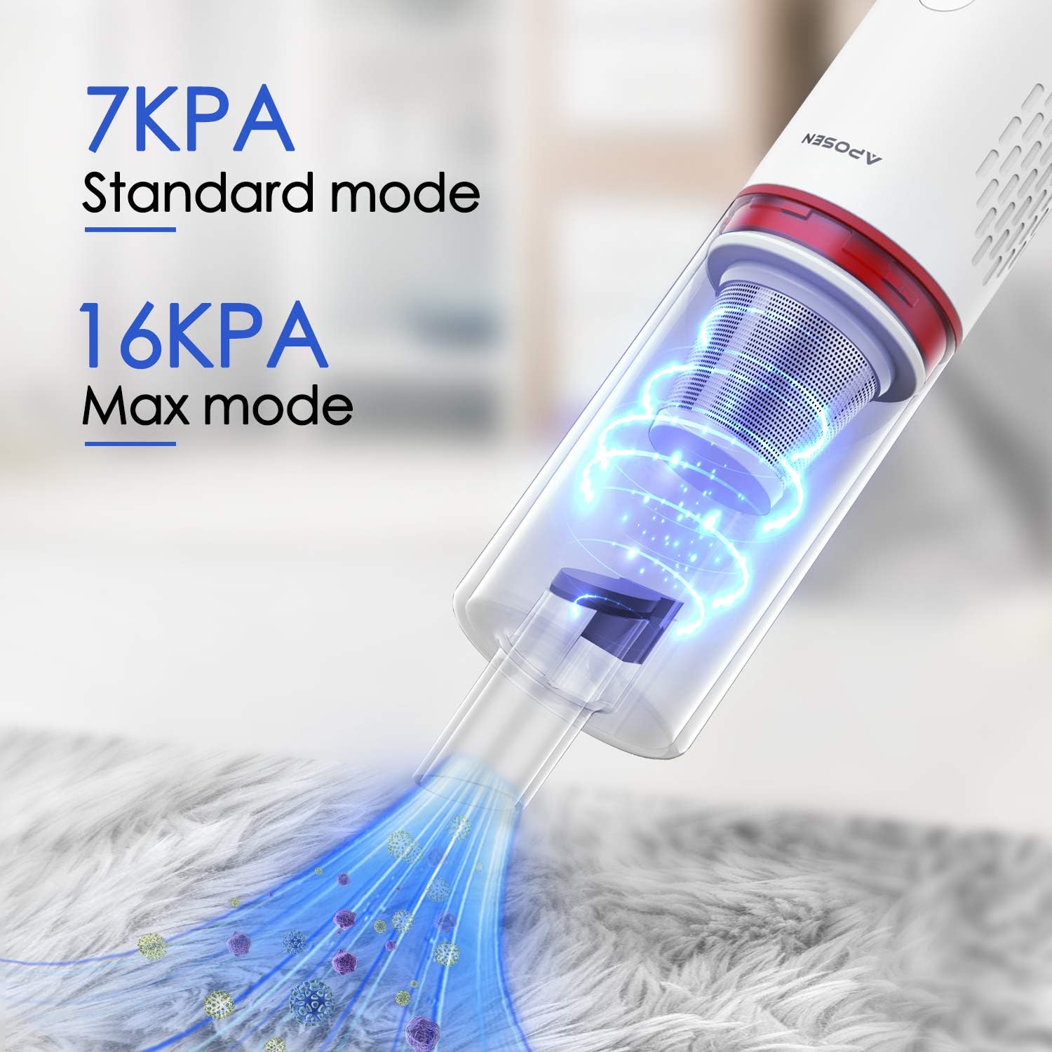 APOSEN Handheld Vacuum Cordless 16KPa Hand Vacuum Cleaner with Cyclone Technology &Brushless Motor 35 Minutes Cordless Vacuum Cleaner for Home&Car Cleaning with Removable Battery -