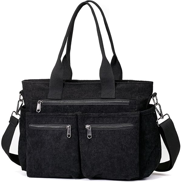 Ghsiuly Corduroy Tote Bag – Large Women's Shoulder Bag With Multiple Pockets, Crossbody Satchel For Work & Daily Use (13.7x5.9x13.7 In) - View #4
