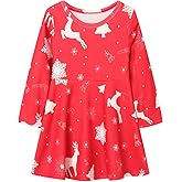 Mud Kingdom Girls Cartoon Dress Crew Neck Long Sleeve Printing Soft Spring Fall Casual Fall Winter
