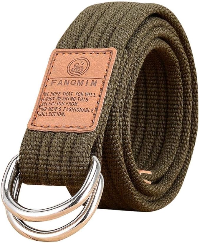 1pc Women Girl Canvas Belt Double Dring Buckle bing Belt Adjustable