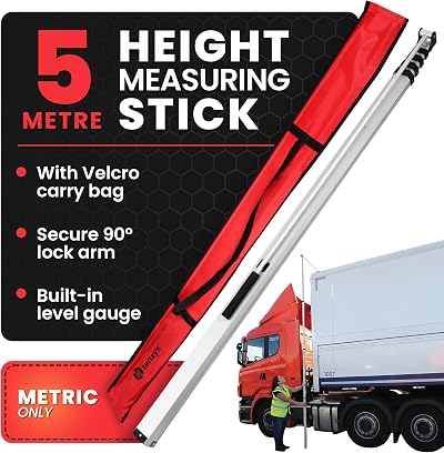 TENSYS Telescopic Height Measuring Stick 5m Folding Steel Pole with Carry Bag