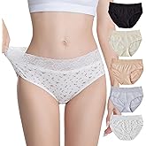 Leduofour Cotton Underwear for Women Lace Panties Soft Stretch Breathable Briefs Pack