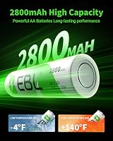 EBL AA Rechargeable Batteries 2800mAh Ni-MH 8 Pack Retail view 3