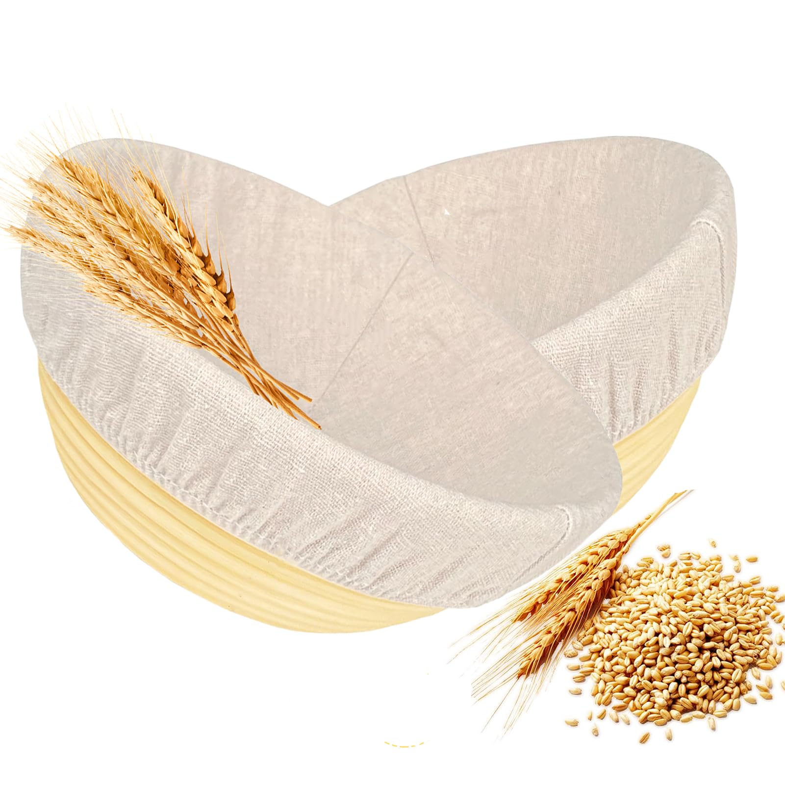 DeJivsin 2pcs Banneton Basket Round 23 cm, Banneton Proofing Basket, Bread Making Tools, Sourdough Proving Basket for Bread Baking, Round Proofing Basket for Bread Baking