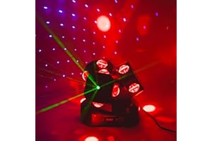 YANGHOPES Moving Head DJ Light DMX 512 Strobe Lighting LED with Sound Activated Party RGBW Beam Lights Stage Lighting for Events DJ KTV Disco Wedding Concert Festival (12LED Stage Light w/Special Lights)