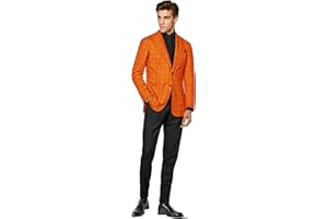 ELINA FASHION Men's Plaid Checked Blazer 2 Button Jacket Regular Long Sleeve Daily Fit Suit Business Lightweight Casual Sport Coat