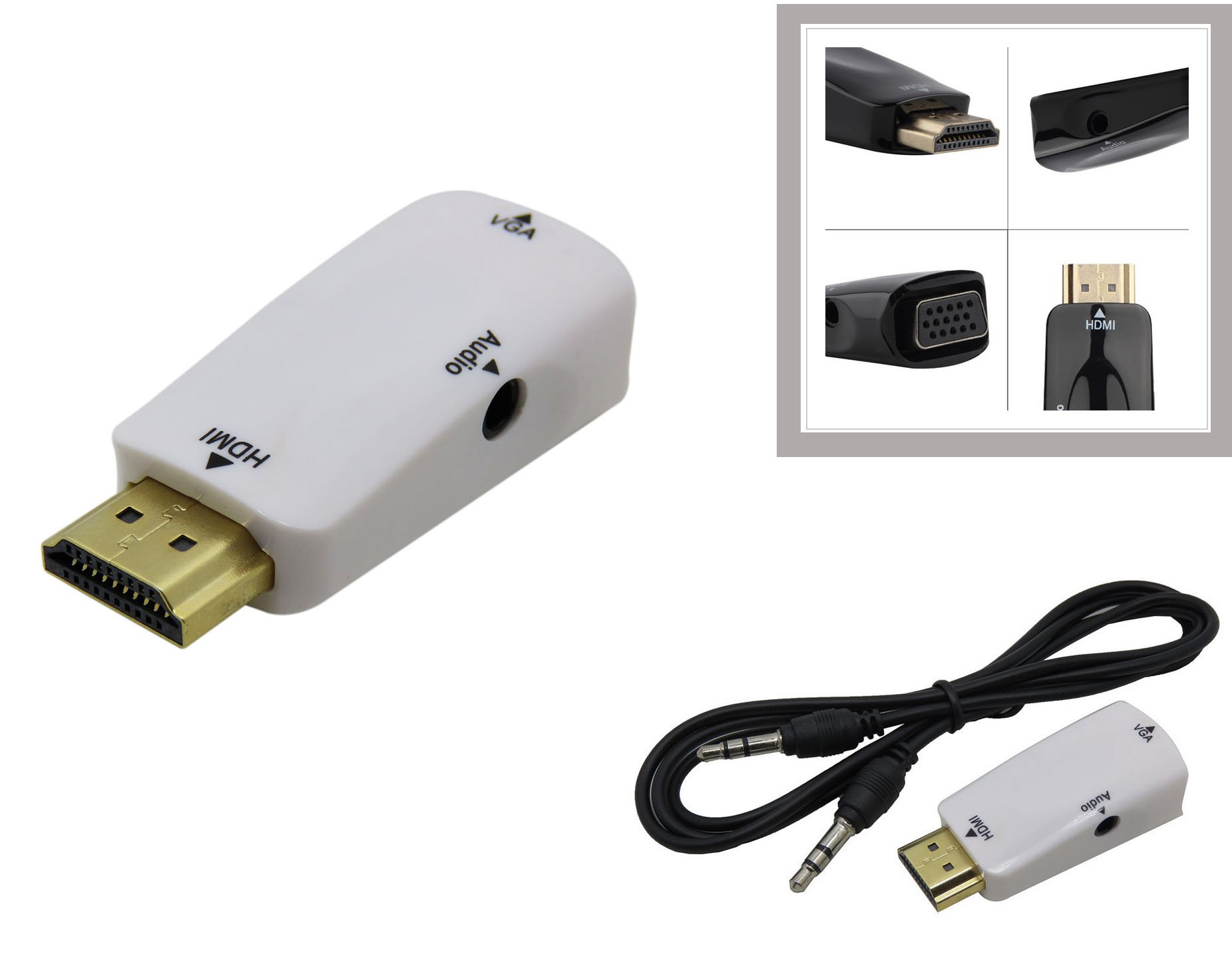 KALEA-INFORMATIQUE HDMI to VGA video converter, for connecting a VGA screen to an HDMI socket