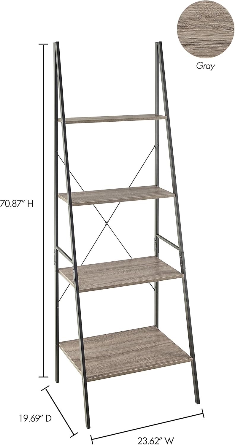 ClosetMaid 1316 4-Tier Wood Ladder Shelf Bookcase, Gray: Furniture & Decor