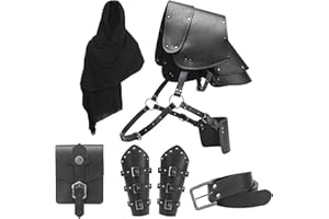 Berenlu Mens Renaissance Costume Set Medieval Belt Shoulder Armor Leather Bracers Shawl Viking LARP Cosplay Accessories